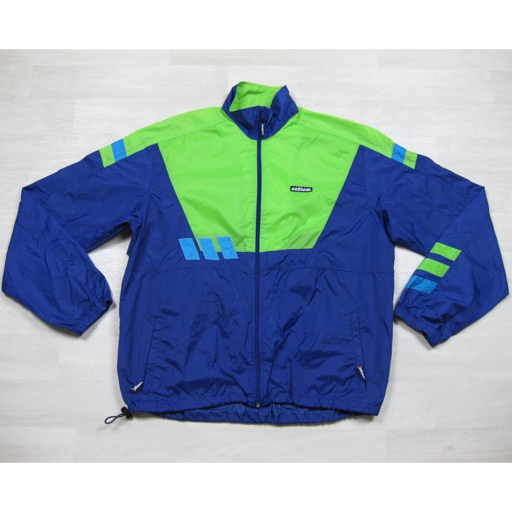 Vintage 90s Hind Windbreaker Full Zip Jacket Men's (XL) Neon Colorblock Vented
